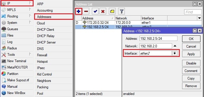 Добавить IP адрес на нужный порт