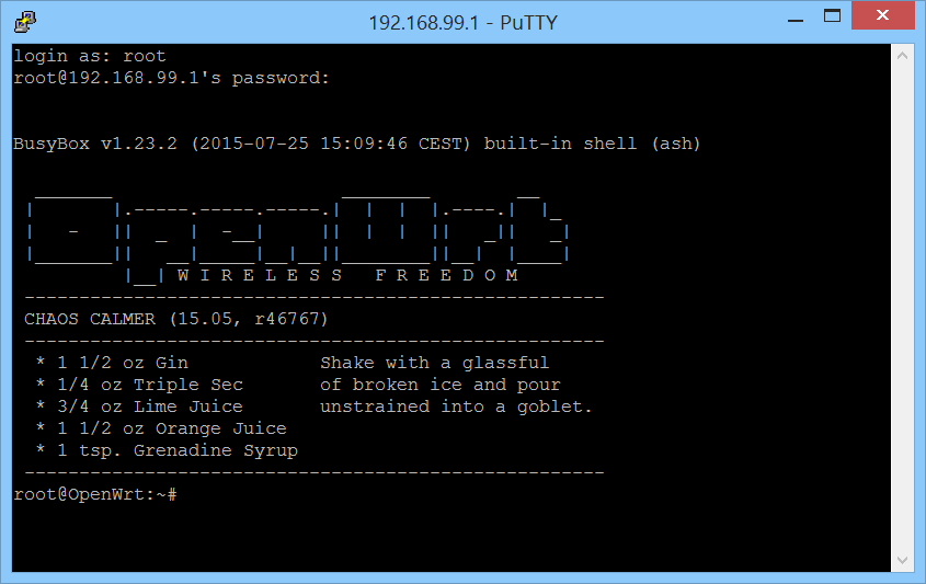 openwrt консоль терминал putty ssh